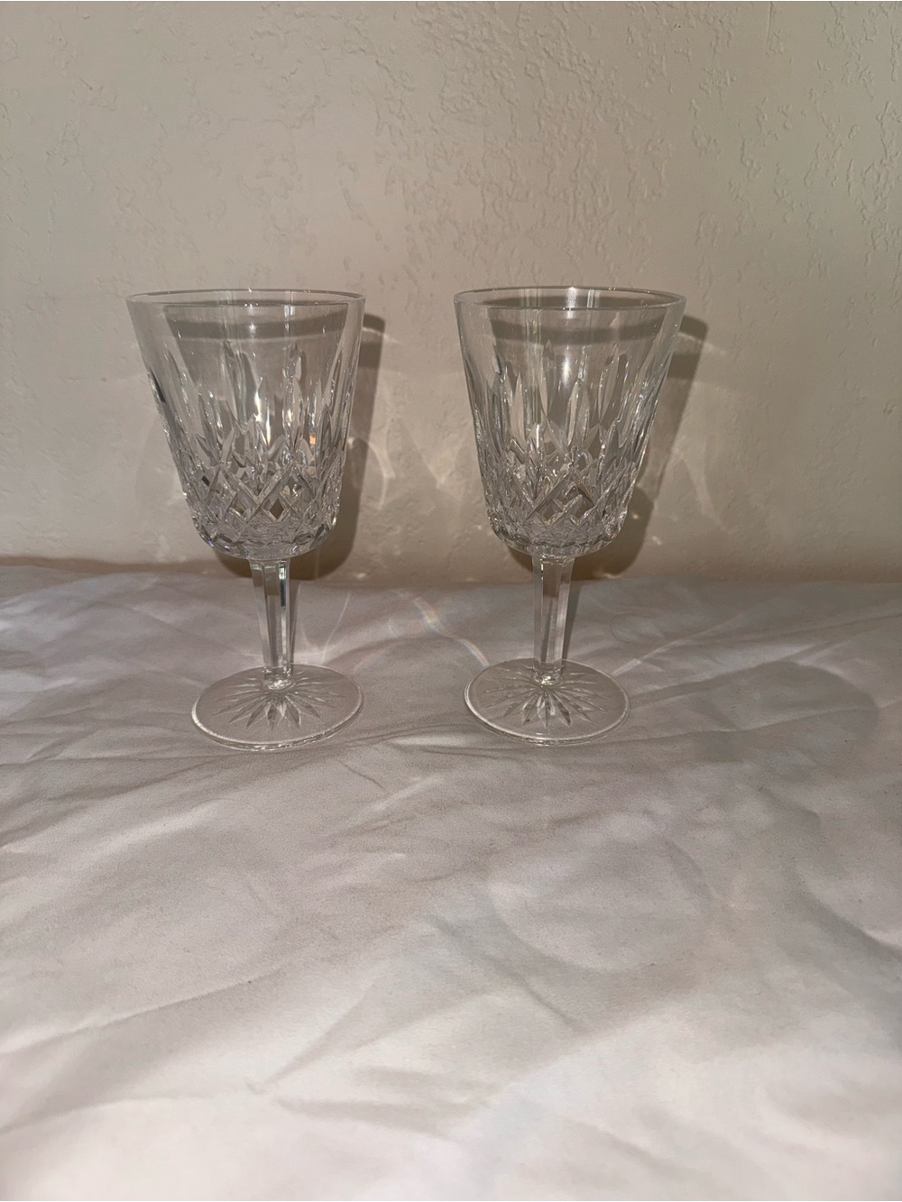 Set Of 2 Waterford Lismore cut crystal wine glasses